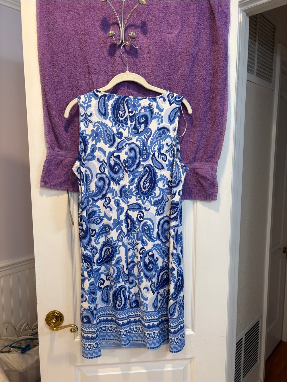 NWT MSK White and Blue Paisley Sleeveless Tunic Dress - Picture 6 of 7